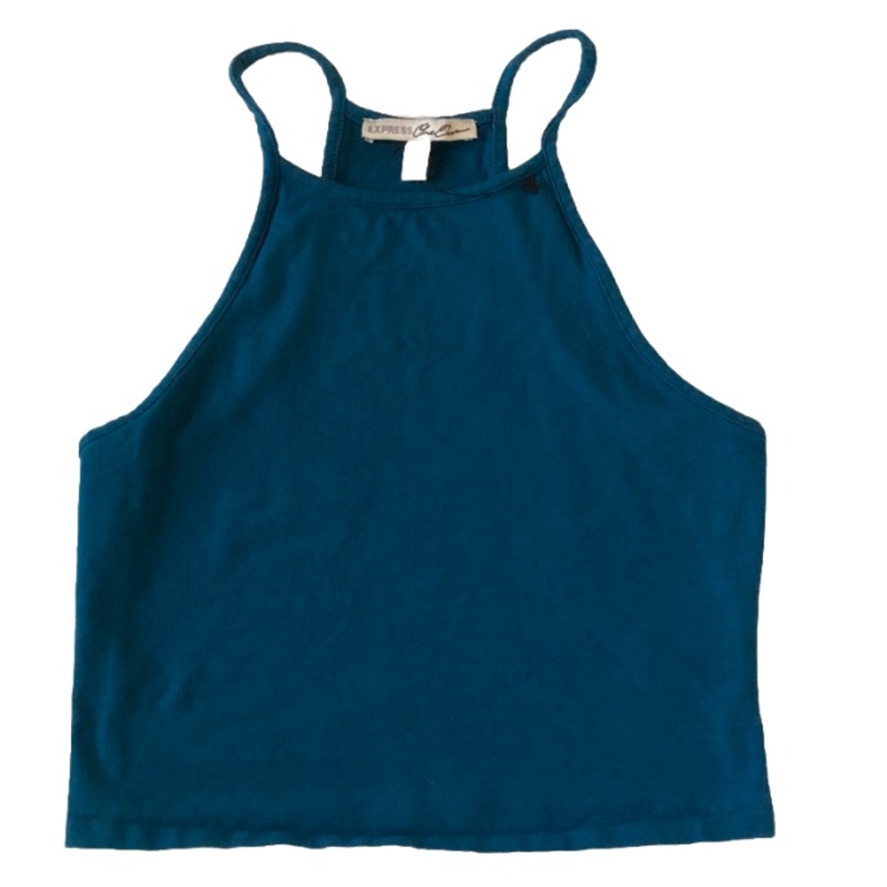Express Teal Cropped High Neck Tank XS NWOT